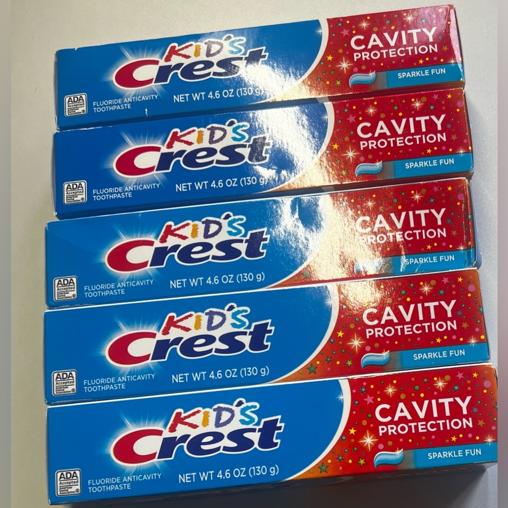 Crest Kid’s Cavity Protection Fluoride Toothpaste Sparkle Fun Flavor X 5 Tubes
